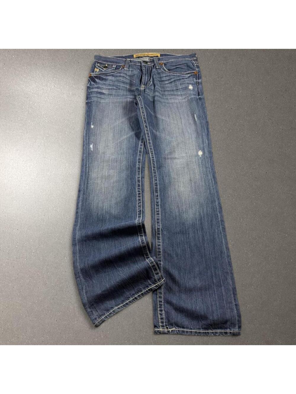 Y2K Grunge Archive Big Star Distressed Bootcut Jeans - Fits 33x34!